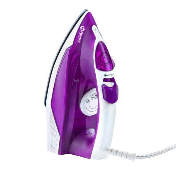 ⁦Hervy Verdy Steam Iron 2200W, Ceramic Soleplate, Anti-drip, Self-Clean, Violet⁩ - الصورة ⁦2⁩