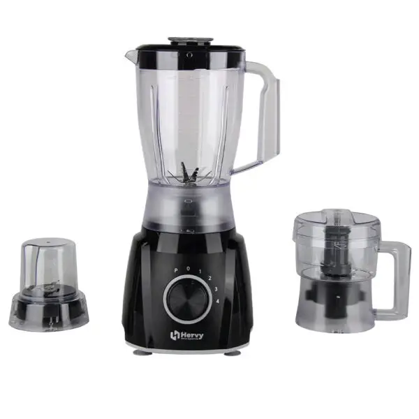 Hervy Stormy Blender 1.5L, 600W, 4 Speed, Turbo, 1 Chopper, 1 Grinder, Black