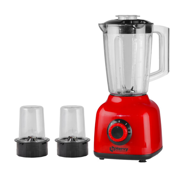 Hervy Maxy Blender 1.6L, 400W, 2 Speed, Turbo, 2 Grinders, Red - Image 2