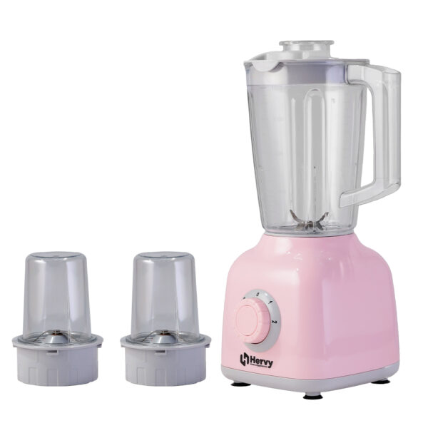Hervy Maxy Blender 1.6L, 400W, 2 Speed, Turbo, 2 Grinders, Pink - Image 2