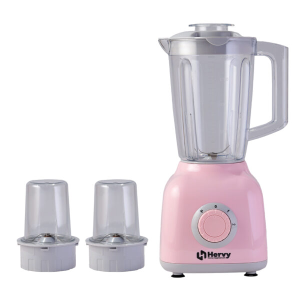 Hervy Maxy Blender 1.6L, 400W, 2 Speed, Turbo, 2 Grinders, Pink - Image 3