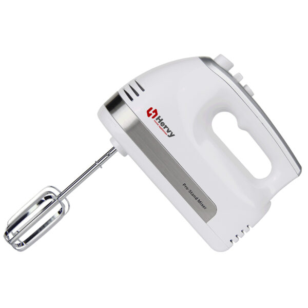 Hervy Glory Hand Mixer 500W, 5 Speed, Turbo, 2 Stainless Whisks & Doughs, White