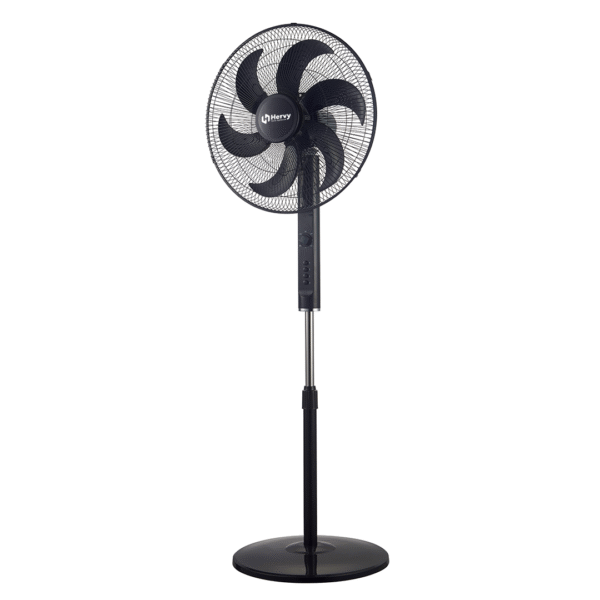 Hervy SF-001 Stand Fan 18″, 75W, 6 Blades, Copper Motor, Timer, Black ...