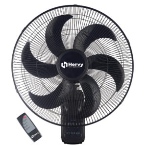 مروحة حائط WF-001 من هيرفي مقاس 18 بوصة، 75 واط، 6 شفرات، محرك نحاسي، مؤقت، جهاز تحكم عن بعد، أسود