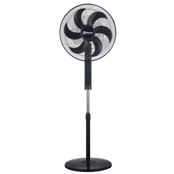 Hervy SF-001 Stand Fan 18", 75W, 6 Blades, Copper Motor, Timer, Black