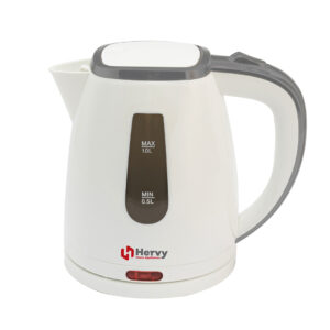 Hervy Trio Kettle 1L, 1200W, 360° Rotatable Base, Stainless Steel Interior, White