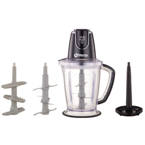 مفرمة هيرفي C-001 سعة 2 لتر، 700 واط، 6 شفرات من الفولاذ المقاوم للصدأ، مضرب كريمة، قشارة ثوم، أسود