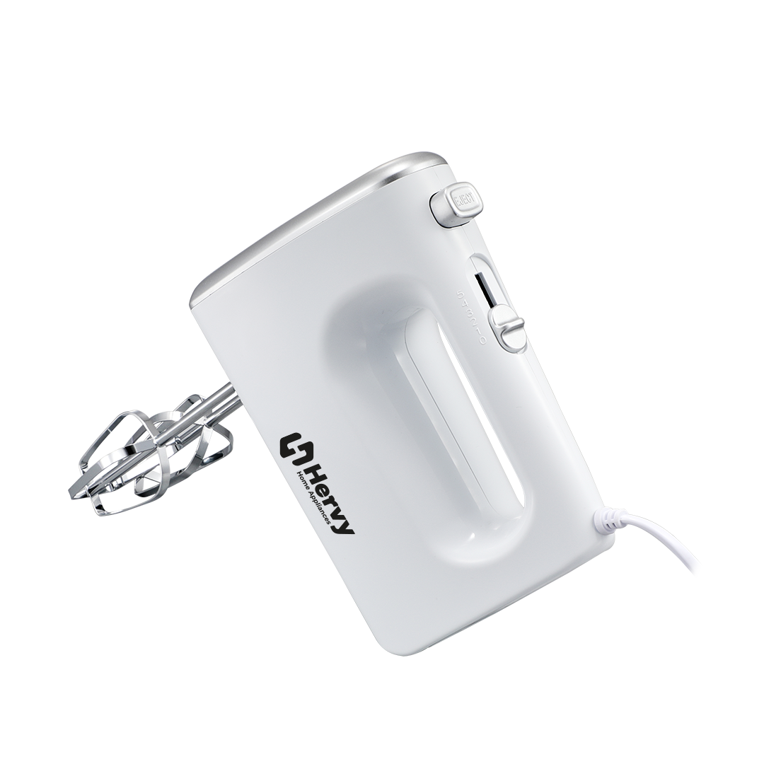 Hervy HM-001 Hand Mixer 400W, 5 Speed, 2 Stainless Whisks & Doughs, White - Image 2